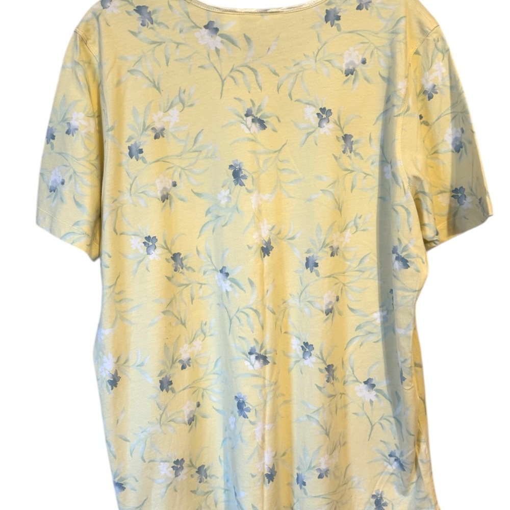❤️Liz Claiborne Woman  Pastel Yellow/Blue Floral Top PLUS: 1X     #w - Picture 6 of 8